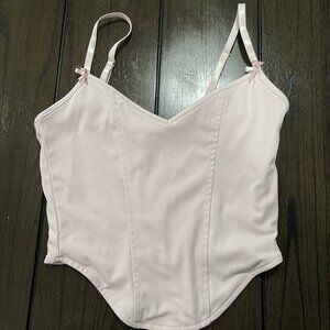 Forever 21 Size Small (S) Women's Pink Ballet Dance Tank Top Leotard with Bow De
